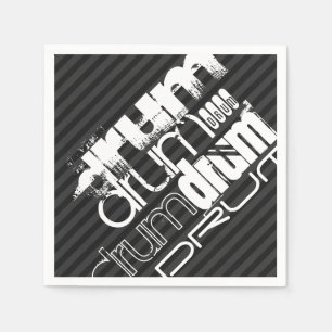 Trommel; schwarz und dunkelgraue Streifen Serviette