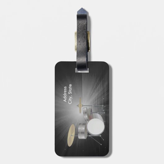 Trommel-Set-Gepäck-Umbau mit ledernem Bügel Gepäckanhänger (Rückseite vertikal)