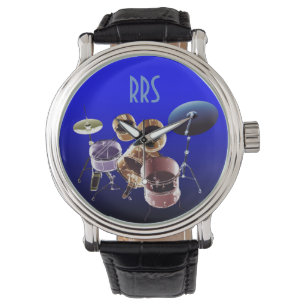 Trommel-Set-personalisierte Monogramm-Geschenk-Uhr Armbanduhr