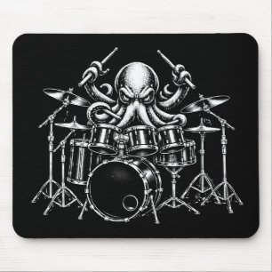 Trommel spielender Oktopus Mousepad