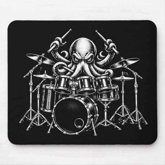 Trommel spielender Oktopus Mousepad (Vorne)