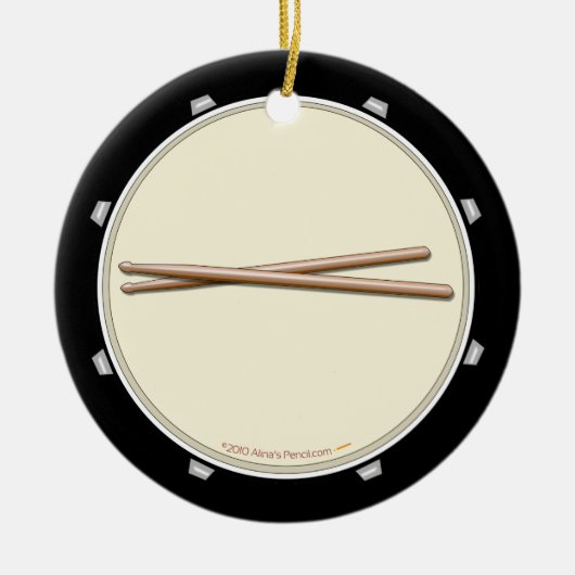 Trommel und Drumsticks-Gewohnheits-Verzierung Keramik Ornament (Vorne)