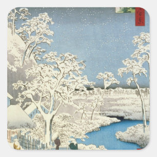 Trommelbrücke und Sonne-Hügel bei Meguro Quadratischer Aufkleber