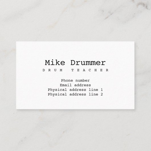 Trommellehrer Visitenkarte (Rückseite)