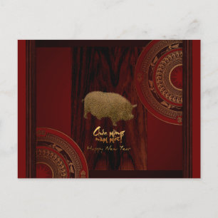 Trommeln 2 Pig Jahr vietnamesische Gruß Postkarte