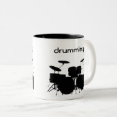 Trommeln-Design-Tasse Zweifarbige Tasse (VorderseiteRechts)