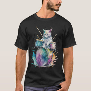 Trommeln Drummmer Katze 4 T-Shirt