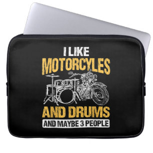Trommeln Ich mag Motorräder und Trommeln Laptopschutzhülle