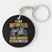 Trommeln Ich mag Motorräder und Trommeln Schlüsselanhänger (Rückseite)