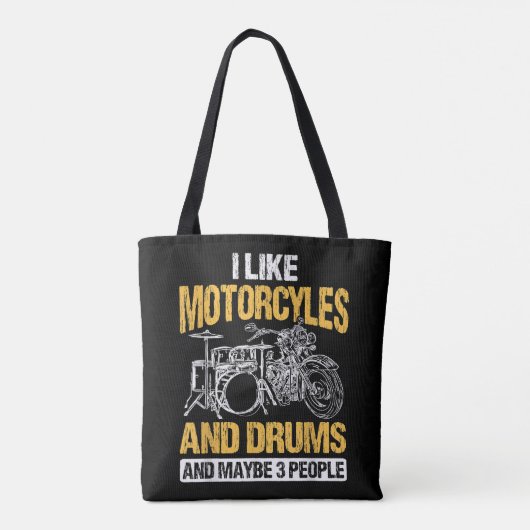 Trommeln Ich mag Motorräder und Trommeln Tasche (Rückseite)