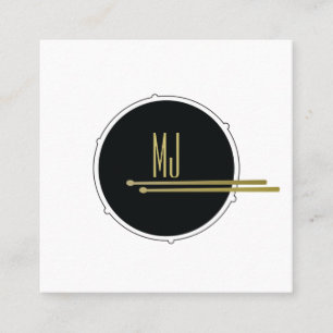 Trommeln Minimalistisch   Drummer Simple Black Quadratische Visitenkarte