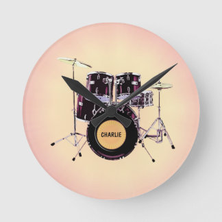 Trommeln mit Ihrem Namen Wall Clock Runde Wanduhr