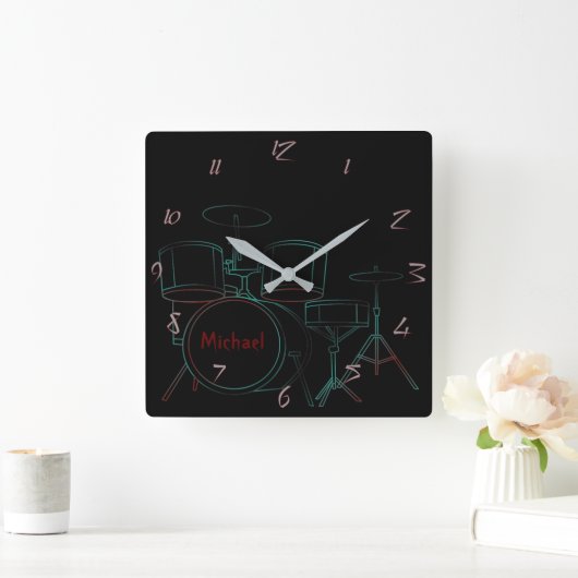 Trommeln Personalisierte Wall-Uhr Quadratische Wanduhr (Zuhause)