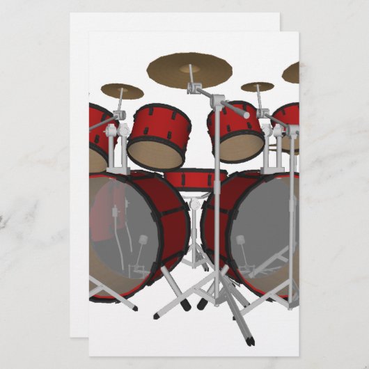 Trommeln: Red Drum Kit: 3D-Modell: Briefpapier (Vorne/Hinten)