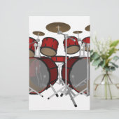 Trommeln: Red Drum Kit: 3D-Modell: Briefpapier (Stehend Vorderseite)