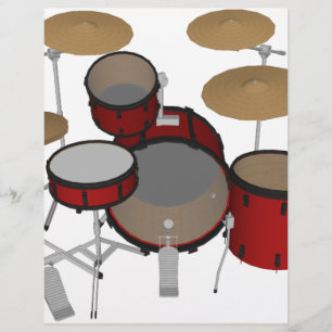 Trommeln: Red Drum Kit: 3D-Modell: Flyer