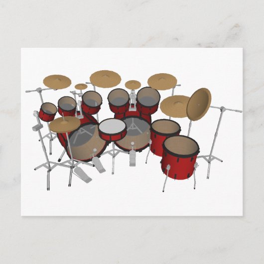 Trommeln: Red Drum Kit: 3D-Modell: Postkarte (Vorderseite)