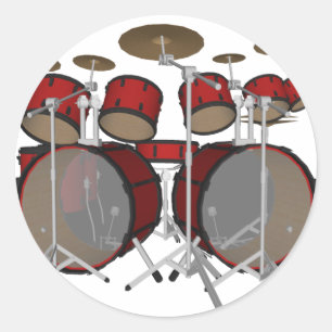 Trommeln: Red Drum Kit: 3D-Modell: Runder Aufkleber