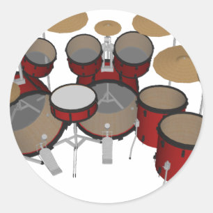 Trommeln: Red Drum Kit: 3D-Modell: Runder Aufkleber