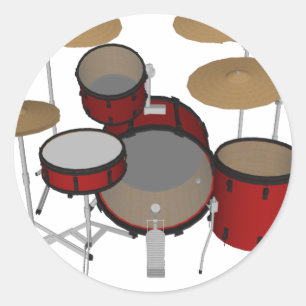 Trommeln: Red Drum Kit: 3D-Modell: Runder Aufkleber