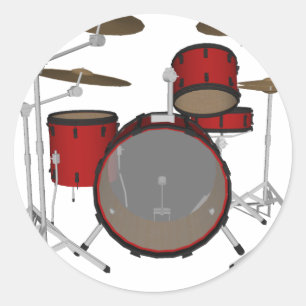 Trommeln: Red Drum Kit: 3D-Modell: Runder Aufkleber