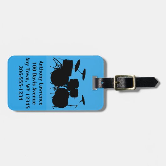 Trommeln Schlagzeug Design Gepäckanhänger (Vorderseite horizontal)