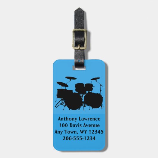 Trommeln Schlagzeug Design Gepäckanhänger (Vorderseite vertikal)