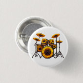Trommeln Sonnenblumen Blume Musikermusik Flora Button (Vorne & Hinten)