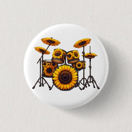 Trommeln Sonnenblumen Blume Musikermusik Flora Button (Vorderseite)