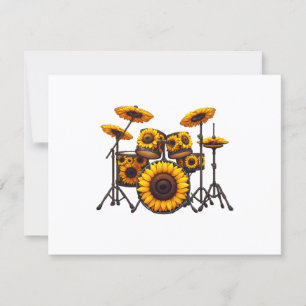 Trommeln Sonnenblumen Blume Musikermusik Flora RSVP Karte