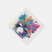 Trommeln umgeben von energetischen Farbspritzen Serviette (Ecke)