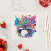 Trommeln umgeben von energetischen Farbspritzen Serviette (Beispiel)