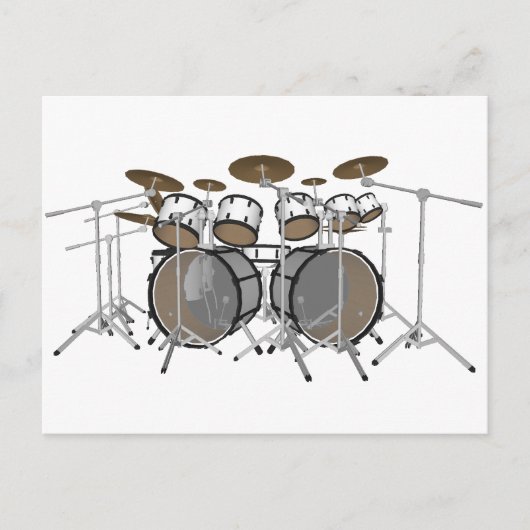 Trommeln: White Drum Kit: 3D-Modell: Postkarte (Vorderseite)
