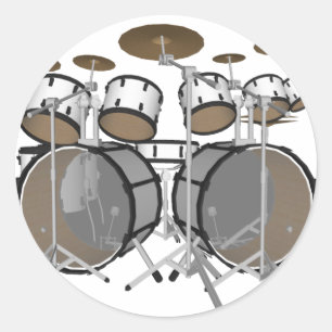 Trommeln: White Drum Kit: 3D-Modell: Runder Aufkleber