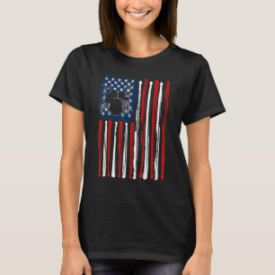 Trommelnder Schlagzeuger Amerikanische USA-Flagge T-Shirt