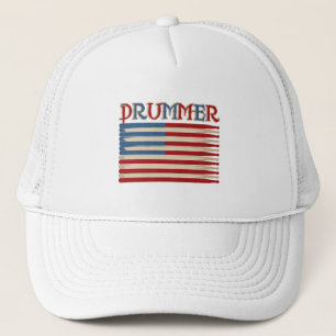Trommelschlägel USA-Flagge Drummer-Shirts und Gesc Truckerkappe