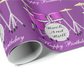 Trommelset-Design Geburtstag Geschenkpapier (Rolleneckpunkt)