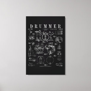 Trommelset Kit Vintage Patent Drummer Zeichnung Dr Leinwanddruck