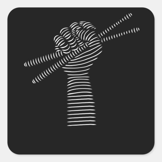 Trommler-Drumsticks Quadratischer Aufkleber (Vorderseite)