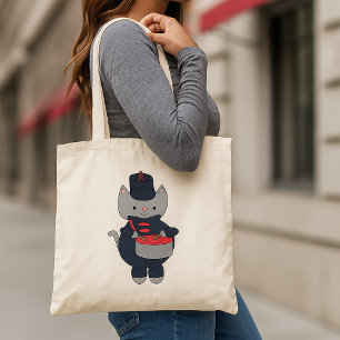 Trommler Katze Marschkapelle Navy Blau Rot Tragetasche