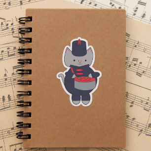 Trommler Marching Band Katze Navy Blau und Rot Aufkleber