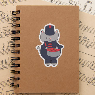Trommler Marching Band Katze Navy Blau und Rot Aufkleber
