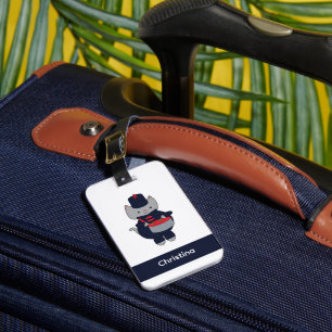 Trommler Marching Band Katze Personalisieren Blau  Gepäckanhänger