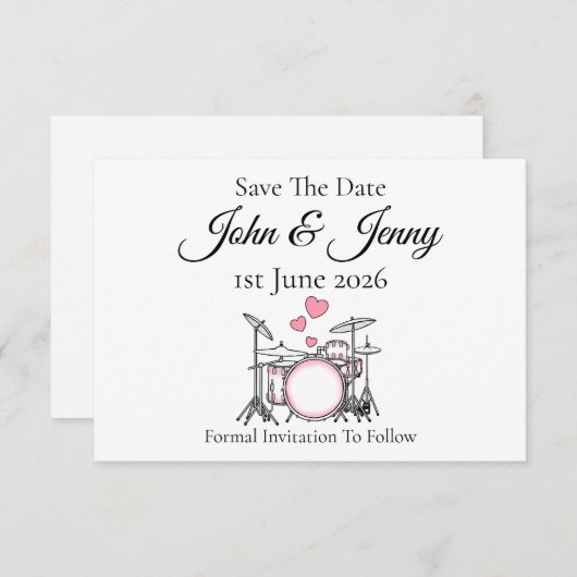 Trommler-Musiker Hochzeit speichern das Datum (Vorne/Hinten)