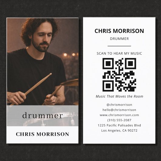 Trommler-Musiker-QR-Code-Foto Visitenkarte