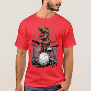 Trommler Trommeln Musicanre Dino Dinosaurier Band T-Shirt