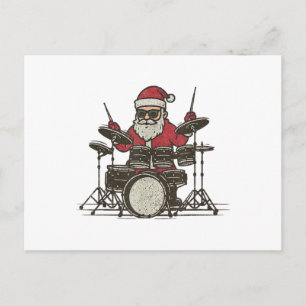Trommler Weihnachten Lustig Vintage Santa spielt S Postkarte