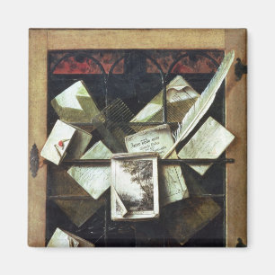 Trompe - L ' oeil mit Buchstaben und Notizbüchern Magnet