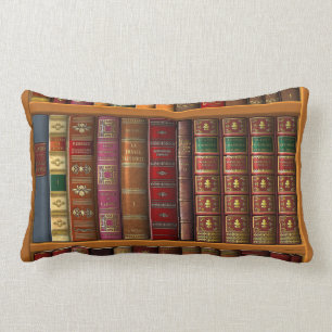 Trompe l'oeil einer Bibliothek klassischer Bücher Lendenkissen