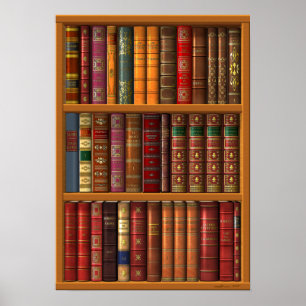 Trompe l'oeil "Französische Bibliothek". Poster